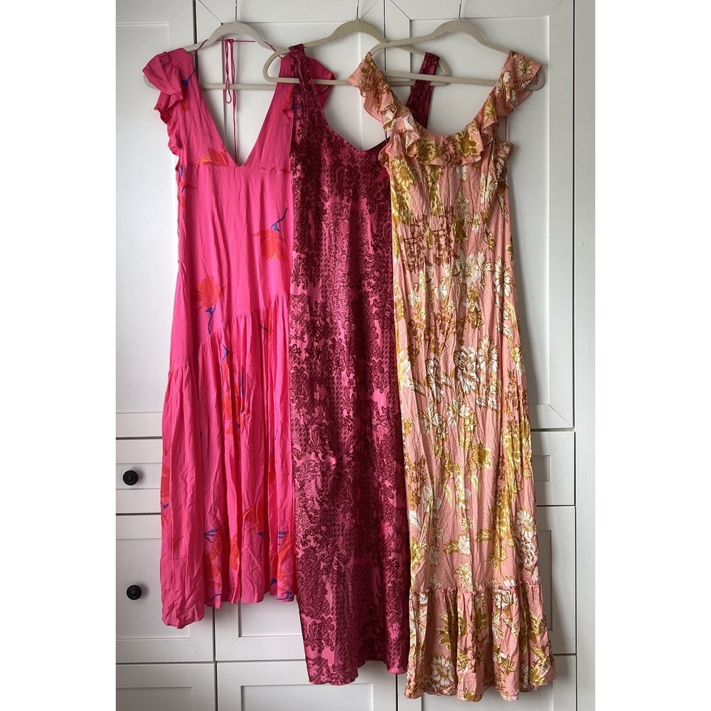 Free People She's A Waterfall Pink Floral Maxi Dress Size SP 0 Lot Of 3